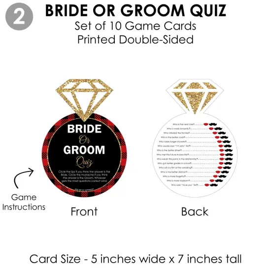 Big Dot of Happiness Flannel Fling Before The Ring - 4 Buffalo Plaid Bridal Shower Games - 10 Cards Each - Gamerific Bundle {7}