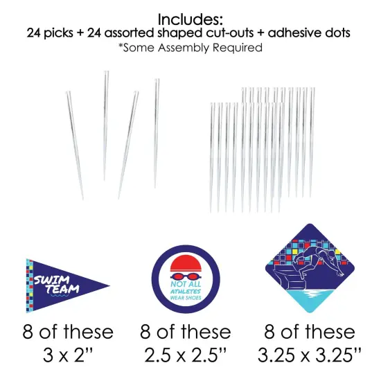 Big Dot of Happiness Making Waves - Swim Team - Dessert Cupcake Toppers - Swimming Party or Birthday Party Clear Treat Picks - Set of 24 {7}