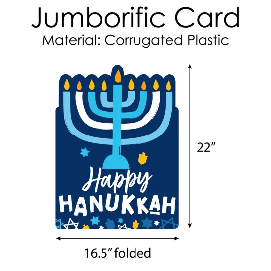 Big Dot of Happiness Hanukkah Menorah - Happy Chanukah Holiday Giant Greeting Card - Big Shaped Jumborific Card - 16.5 x 22 inches {6}