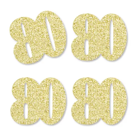 Big Dot of Happiness Gold Glitter 80 - No-Mess Real Gold Glitter Cut-Out Numbers - 80th Birthday Party Confetti - Set of 24 {1}