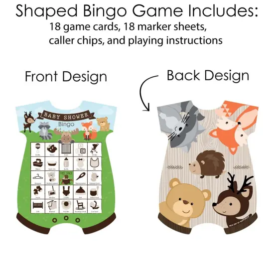 Big Dot of Happiness Woodland Creatures - Picture Bingo Cards and Markers - Baby Shower Shaped Bingo Game - Set of 18 {4}