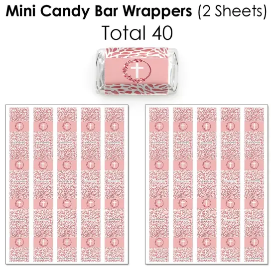 Big Dot of Happiness Pink Elegant Cross - Girl Religious Party Candy Favor Sticker Kit - 304 Pieces {4}