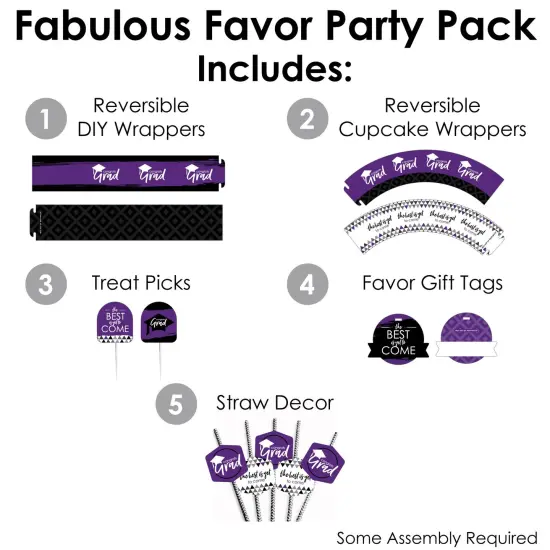Big Dot of Happiness Purple Grad - Best is Yet to Come - Purple Graduation Party Favors and Cupcake Kit - Fabulous Favor Party Pack - 100 Pieces {3}