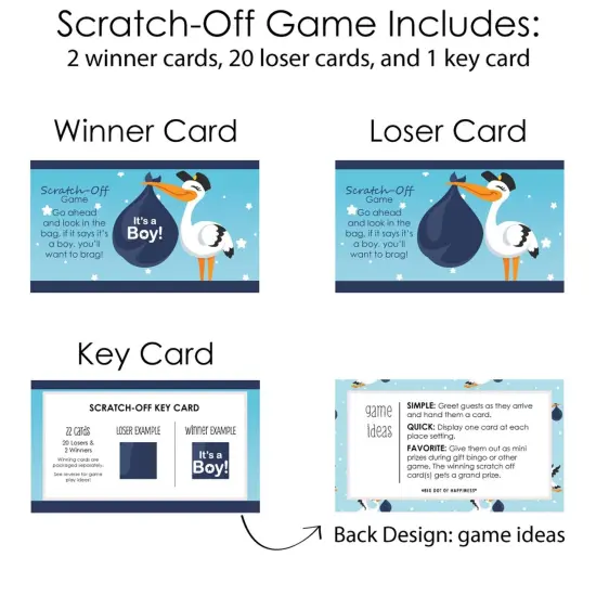 Big Dot of Happiness Boy Special Delivery - Blue It's a Boy Stork Baby Shower Game Scratch Off Cards - 22 Count {6}