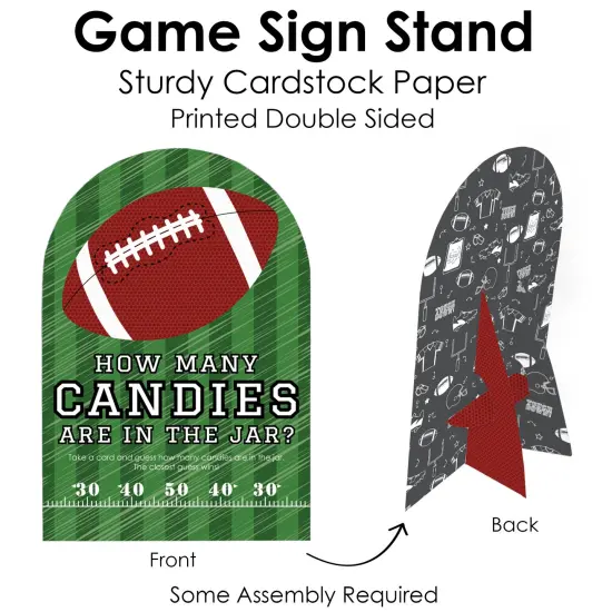 Big Dot of Happiness End Zone - Football - How Many Candies Baby Shower or Birthday Party Game - 1 Stand and 40 Cards - Candy Guessing Game {6}