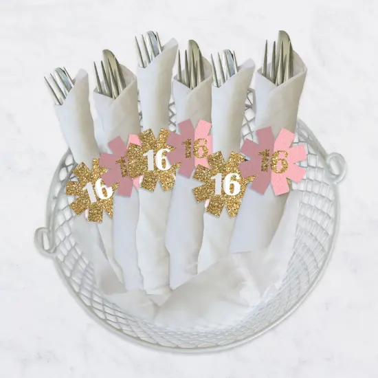 Big Dot of Happiness Sweet 16 - 16th Birthday Party Paper Napkin Holder - Napkin Rings - Set of 24 {4}