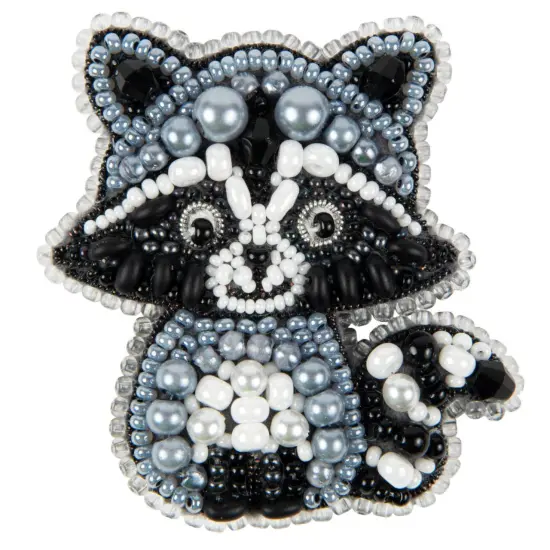 Beadwork kit for creating brooch Crystal Art Raccoon BP-347C {1}