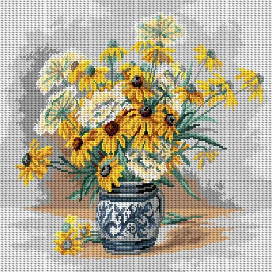 Black Eyed Susans 3489M Needlepoint canvas for halfstitch without yarn {1}