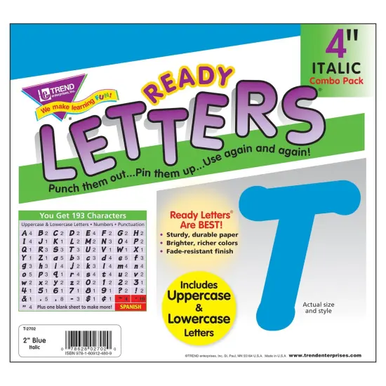 Blue 4" Italic Combo Ready Letters&reg;, 193 Per Pack, 3 Packs {2}