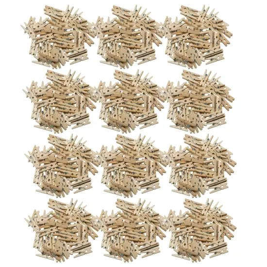 Mini Spring Clothespins, Natural, 1", 50 Per Pack, 12 Packs {1}