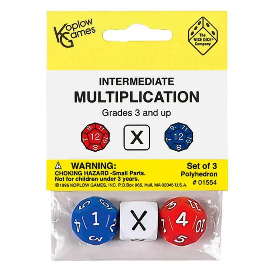 Intermediate Multiplication Dice, 3 Per Set, 12 Sets {4}