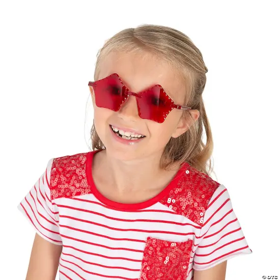 Kids Red Rimless Star Sunglasses &ndash; 12 Pc. {3}