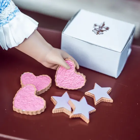 The Queen's Treasures 18 Inch Doll 6pc Hearts and Stars Frosted Cookies {5}