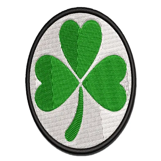 Three Leaf Clover Shamrock Multi-Color Embroidered Iron-On or Hook & Loop Patch Applique {1}