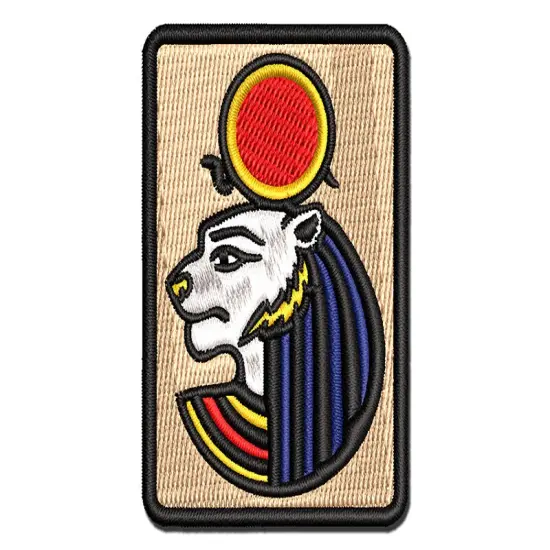 Sekhmet Head Egyptian Goddess of War Multi-Color Embroidered Iron-On or Hook & Loop Patch Applique {1}