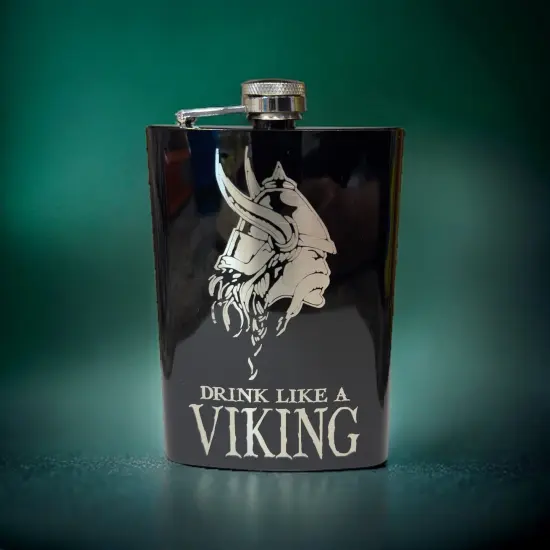 8oz Drink Like a Viking Black Flask {4}