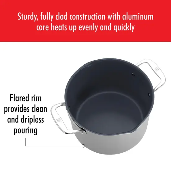 ZWILLING Clad CFX 8-qt Stainless Steel Ceramic Nonstick Stock Pot {5}