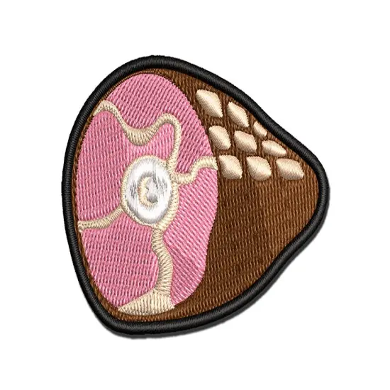 Whole Bone-In Ham Meat Multi-Color Embroidered Iron-On or Hook & Loop Patch Applique {1}