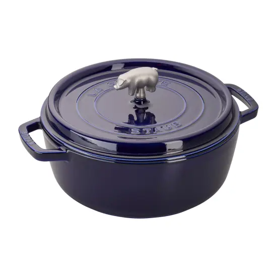 STAUB Cast Iron 6-qt Cochon Shallow Wide Round Cocotte {3}