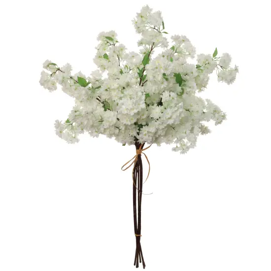 6-Pack White Cherry Blossom Stems &ndash; 40" Lifelike Silk Flowers for Weddings & Home Decor {1}