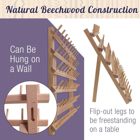 Premium Beechwood 60-Spool Sewing & Embroidery Thread Rack {4}