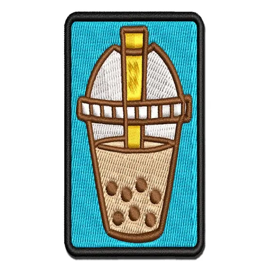 Yummy Bubble Tea Boba Milk Dessert Drink Multi-Color Embroidered Iron-On or Hook & Loop Patch Applique {1}