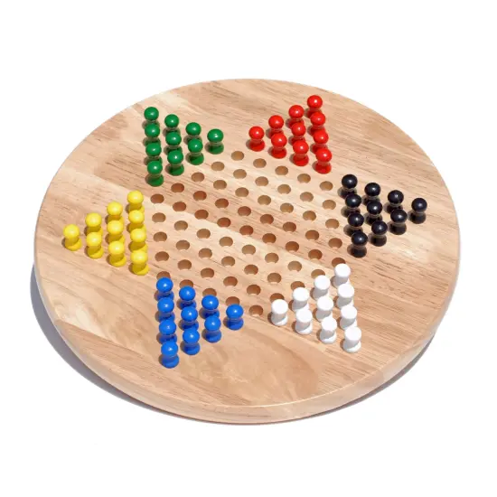 WE Games Solid Wood Chinese Checkers with Wooden Pegs - 11.5 inch Diameter {1}