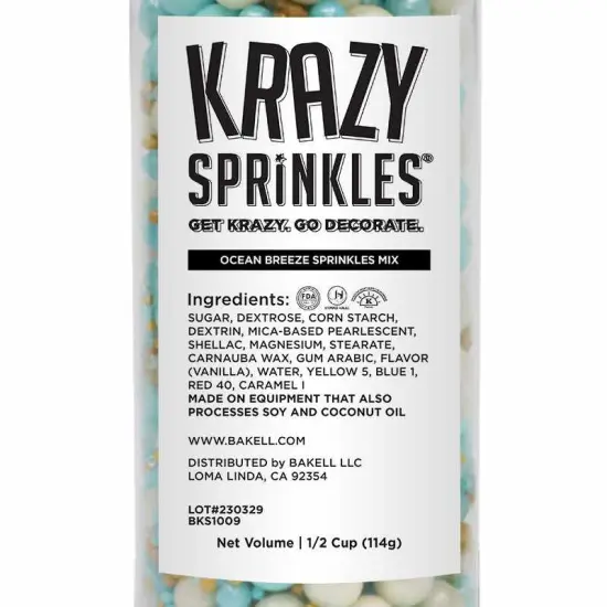 Krazy Sprinkles - Ocean Breeze Mix (1/2 Cup, 1x Jar) for Cakes, Ice Cream & Cookies {4}