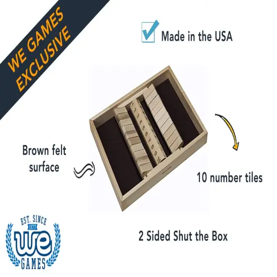 WE Games Double Sided 10 Number Shut the Box Board Game, 14 in. Made in USA {3}