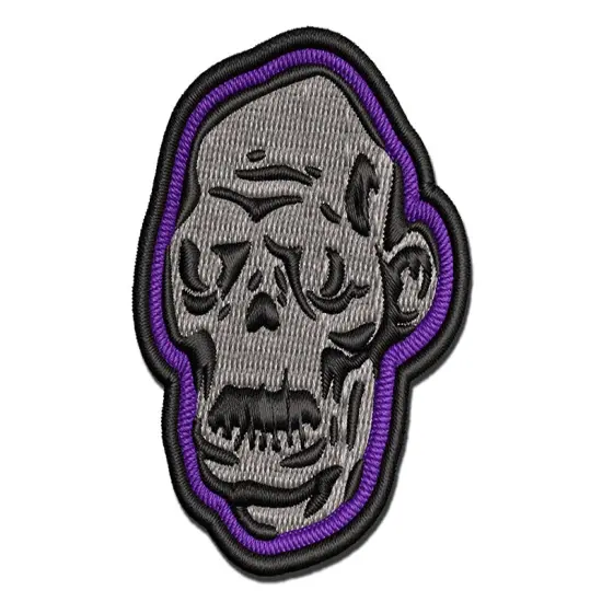 Spooky Zombie Head Halloween Monster Multi-Color Embroidered Iron-On or Hook & Loop Patch Applique {1}