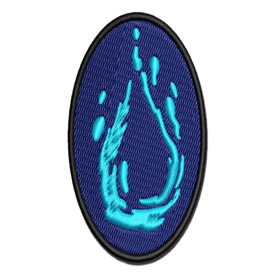 Water Drop Droplet Multi-Color Embroidered Iron-On or Hook & Loop Patch Applique {1}