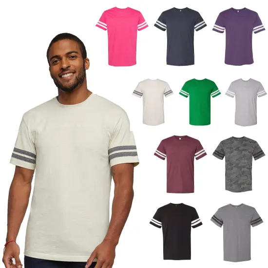 LAT&reg; Football Fine Jersey Crewneck Short Sleeve Tee - 6937 Black solid/ white {2}