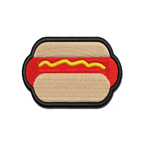 Yummy Hot Dog Multi-Color Embroidered Iron-On or Hook & Loop Patch Applique {1}