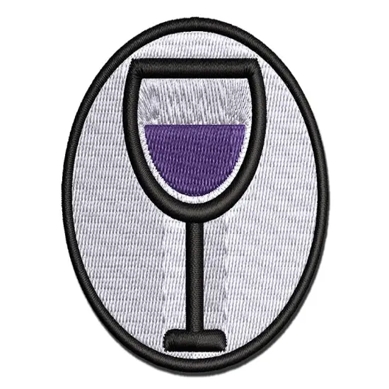 Wine Glass Half Full Multi-Color Embroidered Iron-On or Hook & Loop Patch Applique {1}