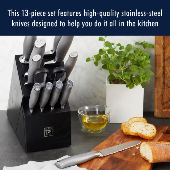 Henckels Modernist 13-pc Knife Set with Block, Chef Knife, Paring Knife, Steak Knife, Black, Stainless Steel {3}