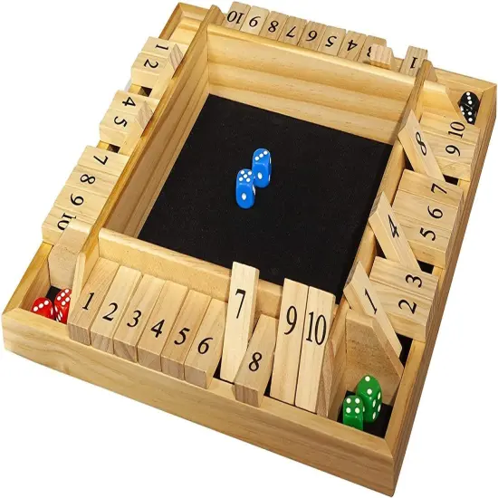 WE Games 4 Player 14 in. Shut The Box Board Game with Lid {8}