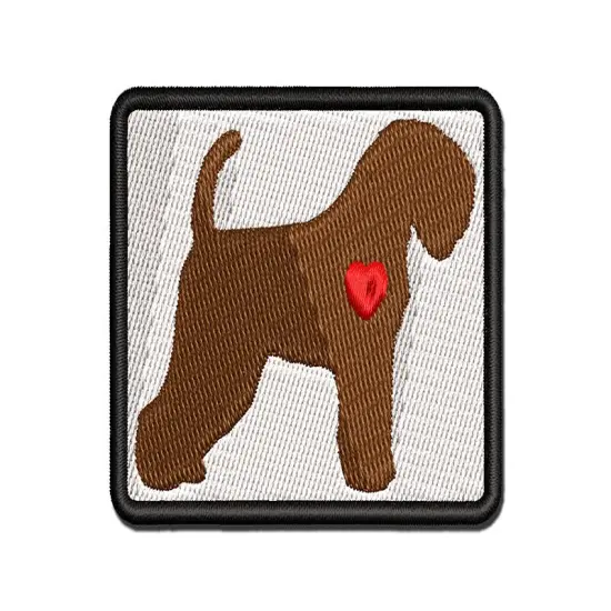 Soft Coated Wheaten Terrier Dog with Heart Multi-Color Embroidered Iron-On or Hook & Loop Patch Applique {1}