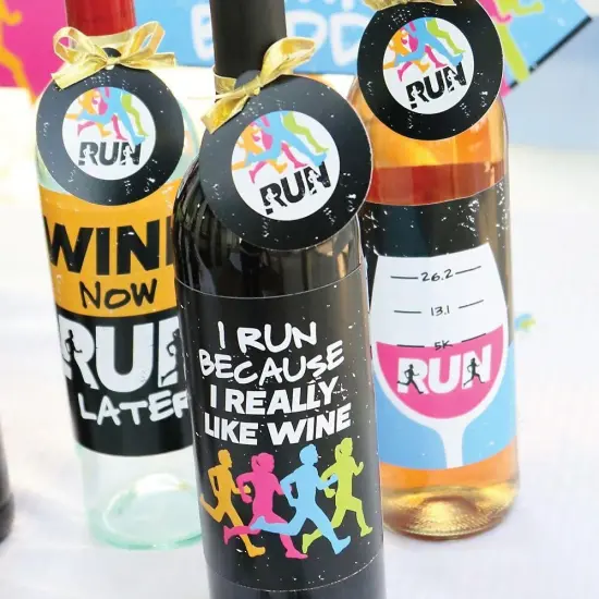 Big Dot of Happiness Set the Pace - Running - Track, Cross Country or Marathon Party Decor for Women and Men - Wine Bottle Label Stickers - Set of 4 {3}