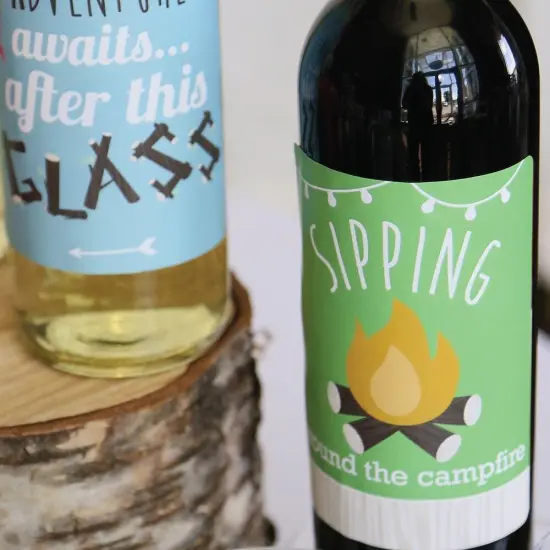 Big Dot of Happiness Let's Go Glamping - Camp Glamp Party or Birthday Party Decorations for Women and Men - Wine Bottle Label Stickers - Set of 4 {3}