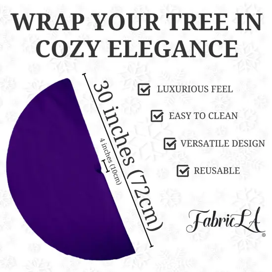 FabricLA 30" Purple Faux Fur Christmas Tree Skirt - Fluffy Plush Tree Skirt (72cm) for Holiday Decorations {3}