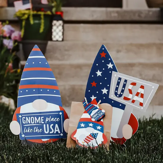 Big Dot of Happiness Patriotic Gnomes - Lawn Decorations - Outdoor Memorial Day, 4th of July and Labor Day Gnome Party Yard Decorations - 10 Piece {3}