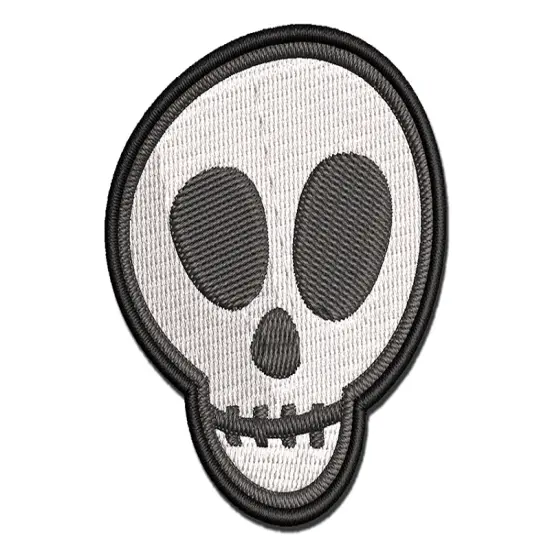 Skull Doodle Multi-Color Embroidered Iron-On or Hook & Loop Patch Applique {1}