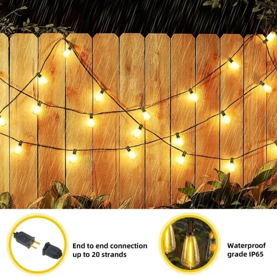 100FT Outdoor String Lights for Patio Waterproof Connectable ST38 LED Light {1}