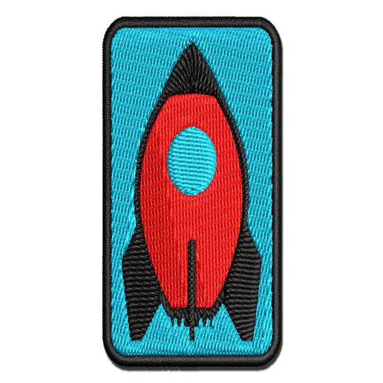 Rocket Space Ship Multi-Color Embroidered Iron-On or Hook & Loop Patch Applique {1}