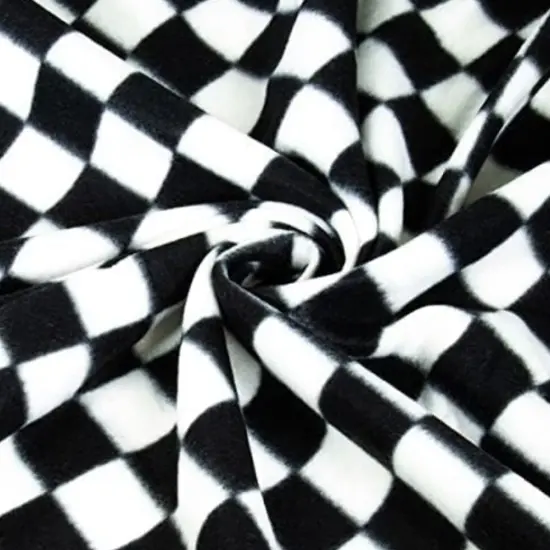 FabricLA | Fleece Fabric By The Yard | 36"X60" Inch Wide | Anti Pill Polar Fleece | Soft, Blanket, Throw, Poncho, Pillow Cover, PJ Pants, Booties, Eye Mask - Checkers - White Black (1 Yard) {1}