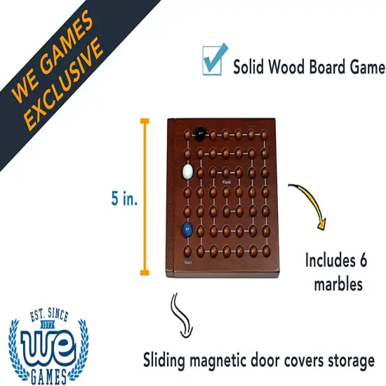 WE Games Cat & Mouse Wooden Travel Game with Marbles - 5 inches {3}