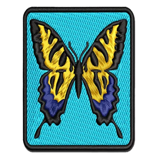Tiger Swallowtail Butterfly Insect Bug Multi-Color Embroidered Iron-On or Hook & Loop Patch Applique {1}