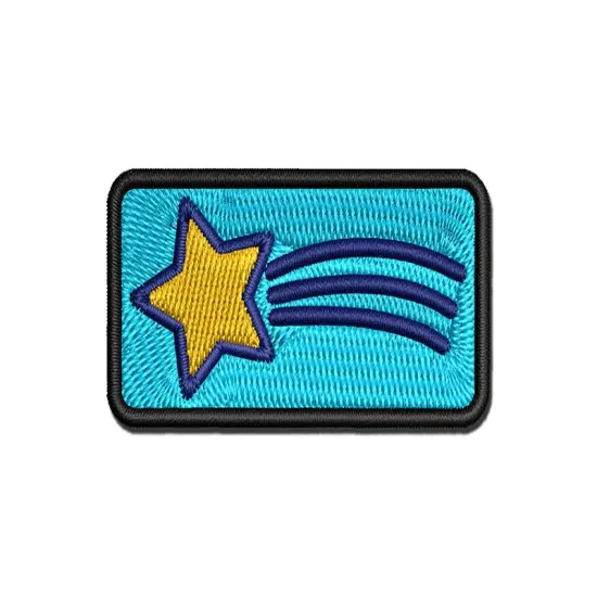 Shooting Star Multi-Color Embroidered Iron-On or Hook & Loop Patch Applique {1}