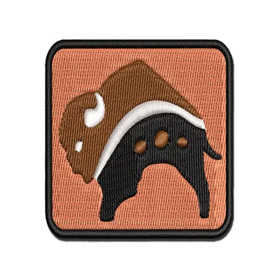 Southwestern Style Tribal Bison Buffalo Multi-Color Embroidered Iron-On or Hook & Loop Patch Applique {1}
