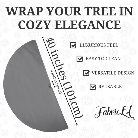 FabricLA 40" Dark Grey Faux Fur Christmas Tree Skirt - Fluffy Plush Tree Skirt (101cm) for Holiday Decorations {3}